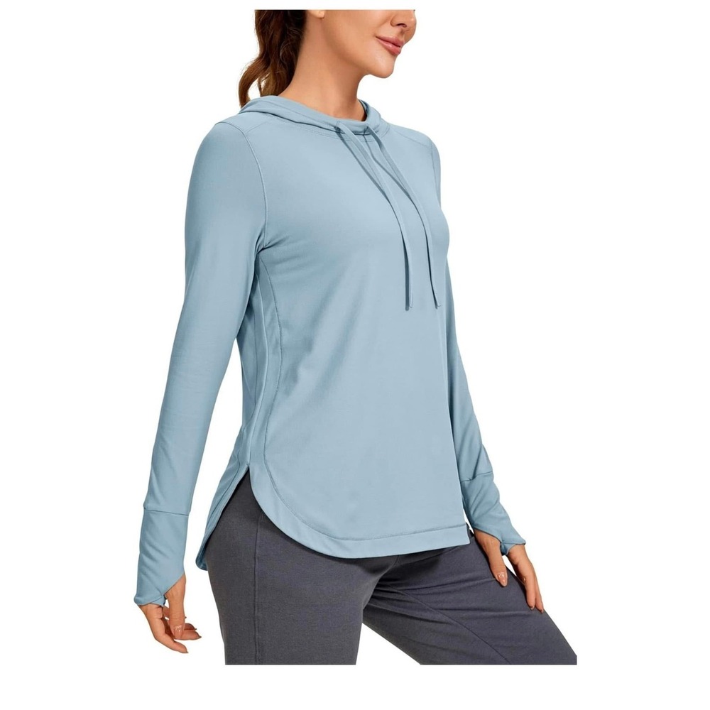 CRZ YOGA Workout‎ Long Sleeve Shirt Hoodie Pullover Athletic Hooded w/thumbhole